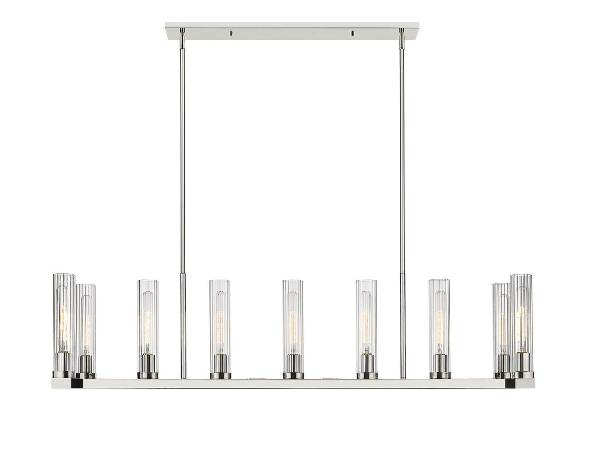 Suspension linéaire Beau Nickel poli, nombre ampoules 9 – vue 2