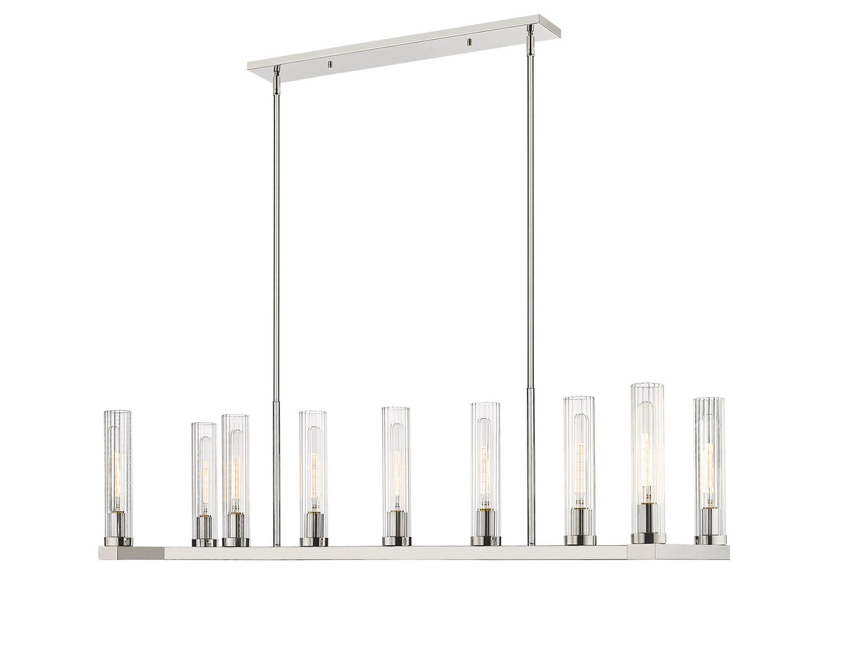 Suspension linéaire Beau Nickel poli, nombre ampoules 9 – vue 3