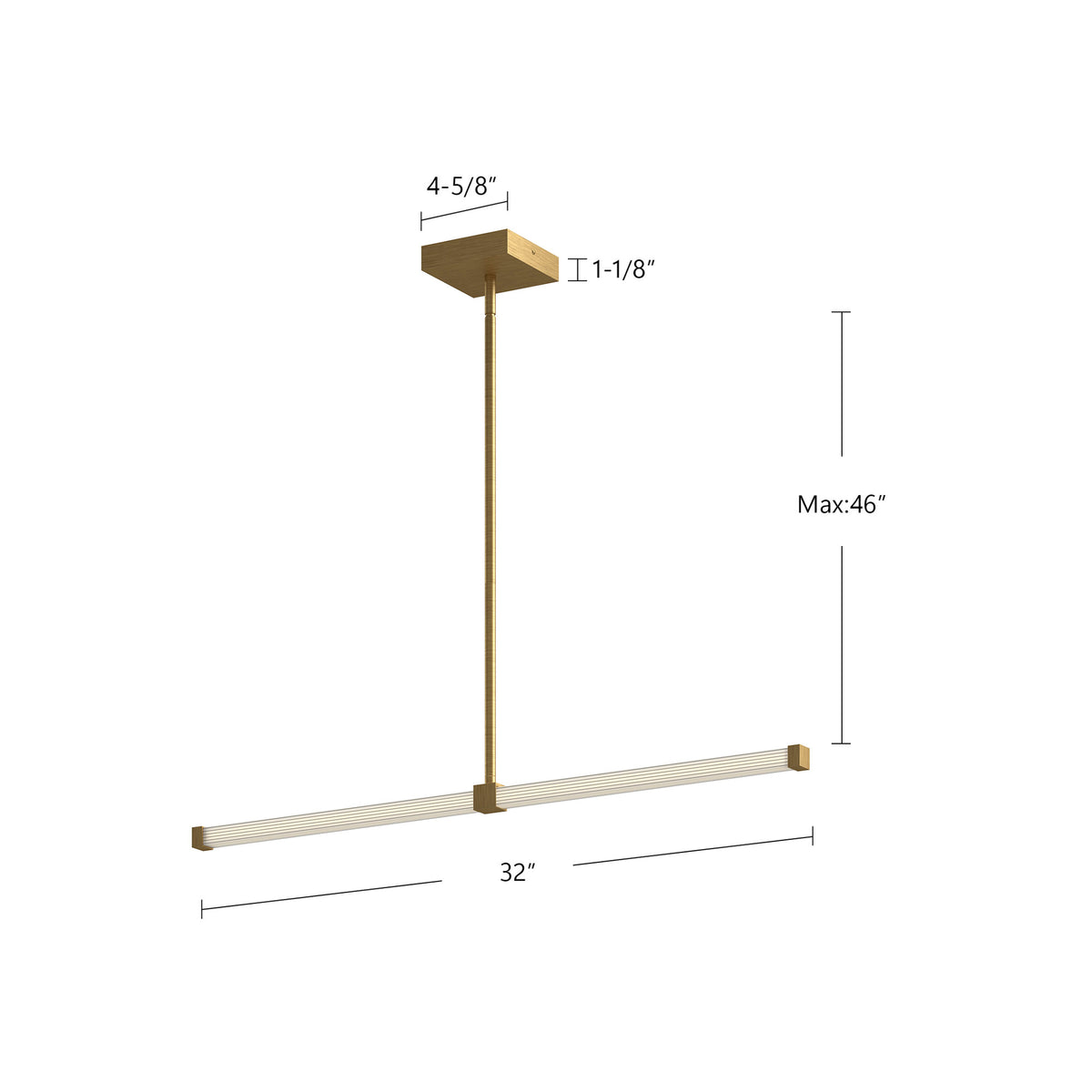 Suspension linéaire Blade Or brossé – vue 4