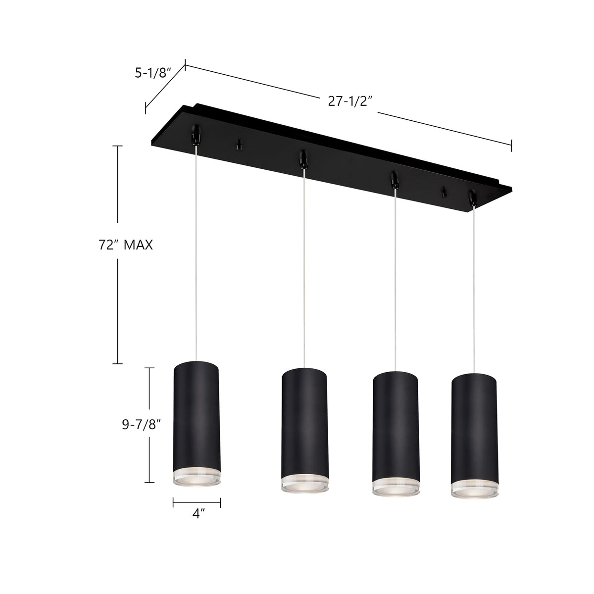 Suspension linéaire Cameo Nickel brossé, nombre ampoules 4 – vue 2