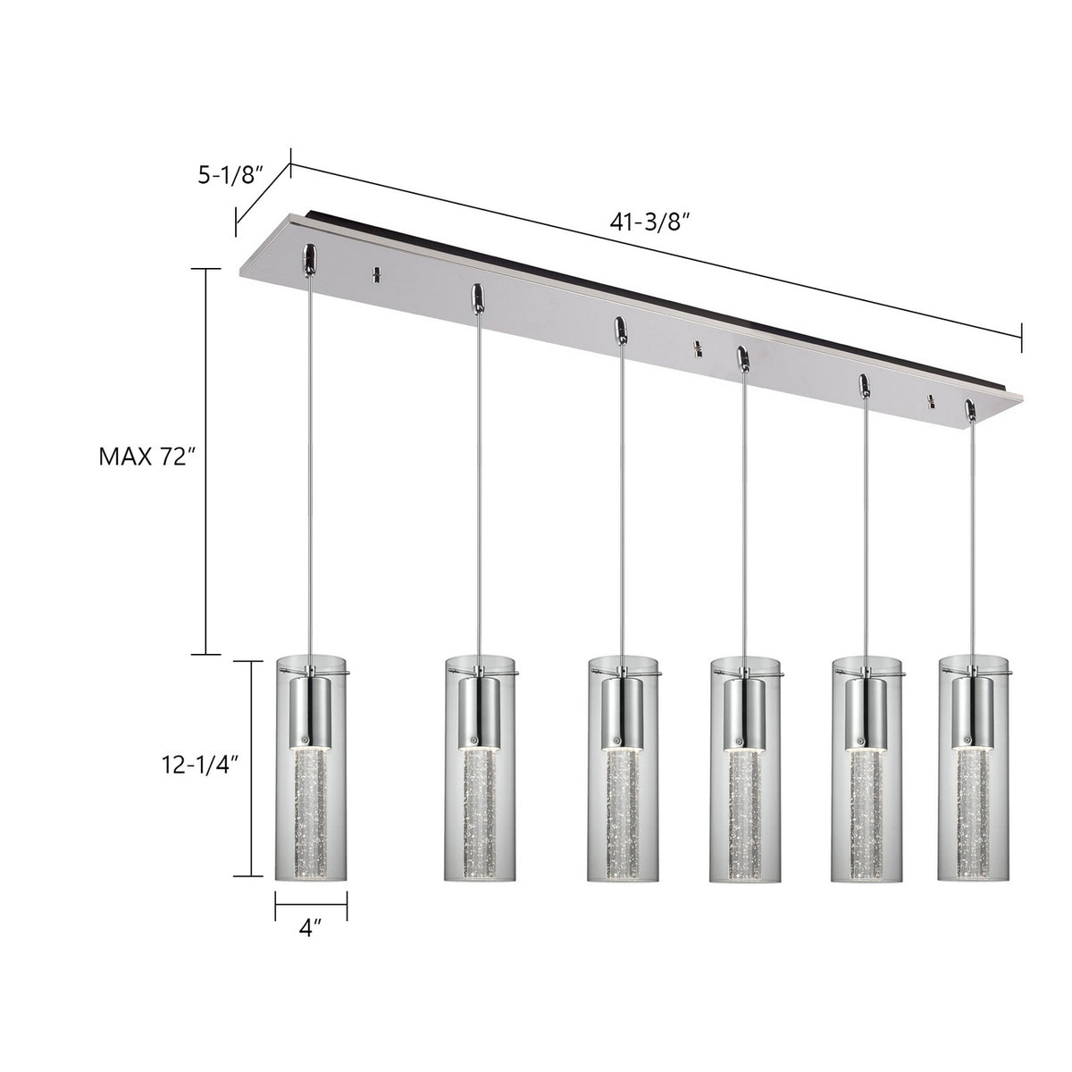 Suspension linéaire Champagne nombre ampoules 6 – vue 6