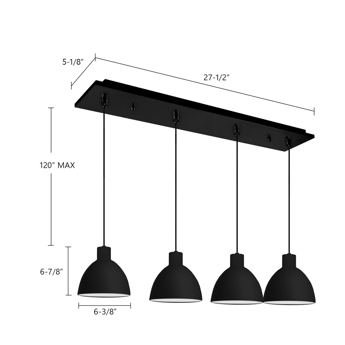 Suspension linéaire Chroma Noir, 28 1/8" – vue 3