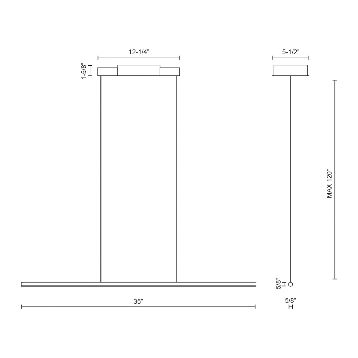 Suspension linéaire Chute Blanc, 35 1/2", true – vue 3