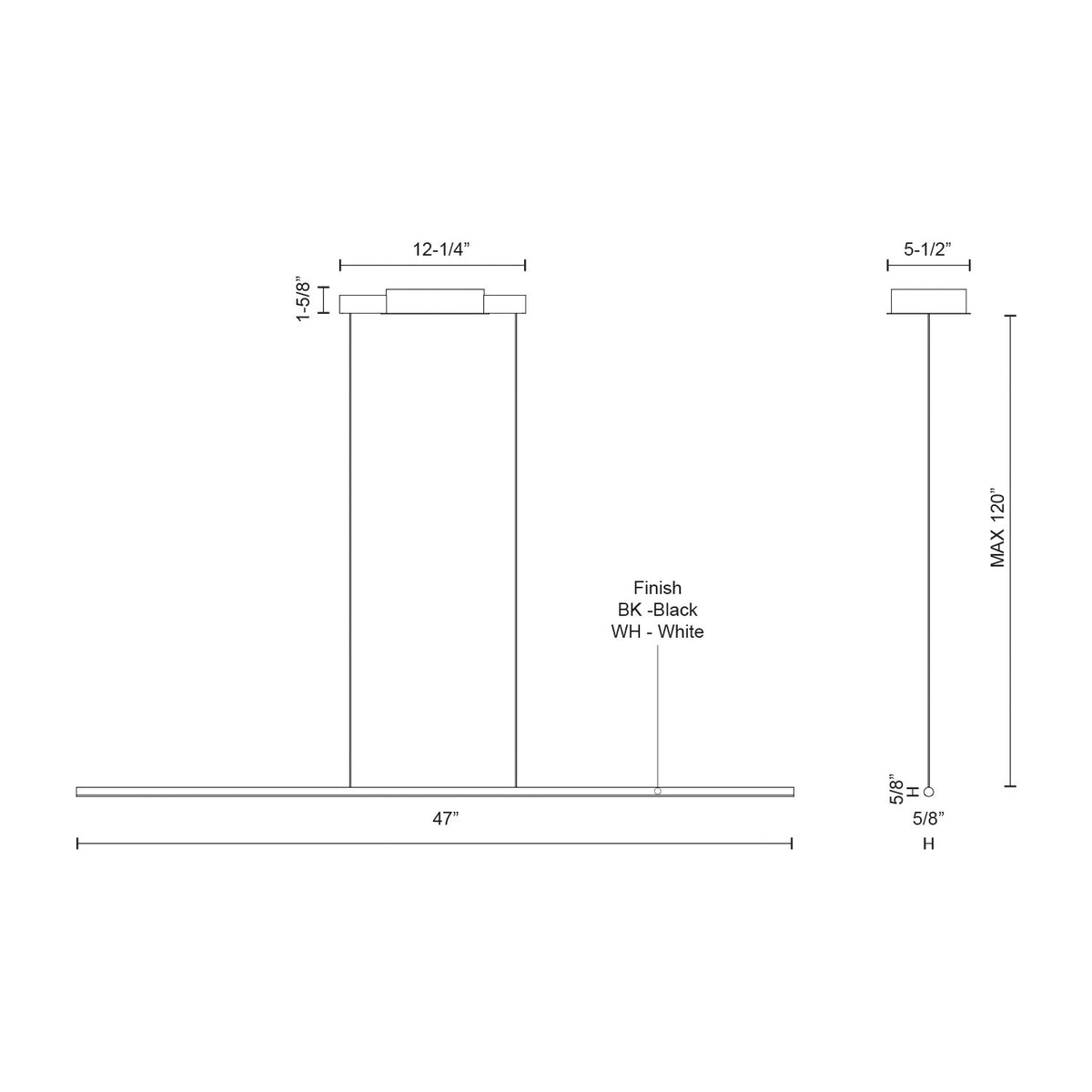Suspension linéaire Chute Noir, 47 1/4", true – vue 2