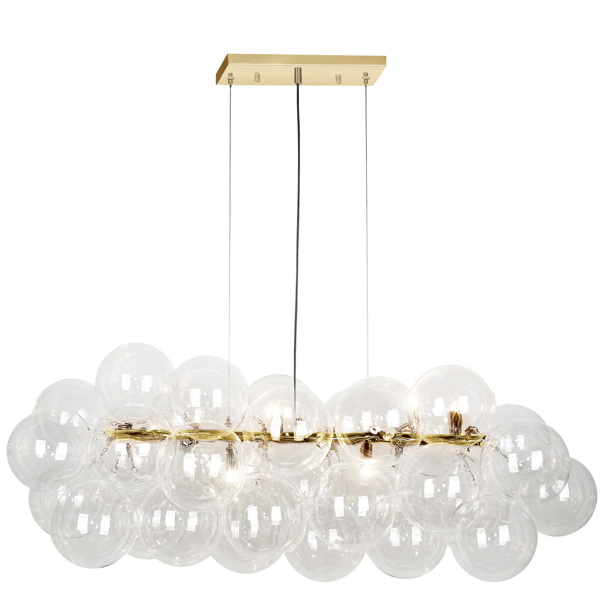 Suspension linéaire Comet Transparent, Transparent / Laiton vieilli – Dainolite
