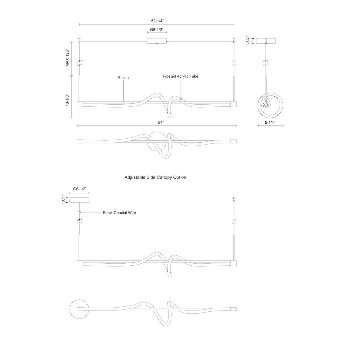 Suspension linéaire Cursive – vue 6