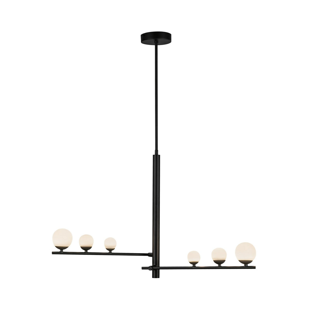 Suspension linéaire Cypress Noir / Verre opale – vue 2