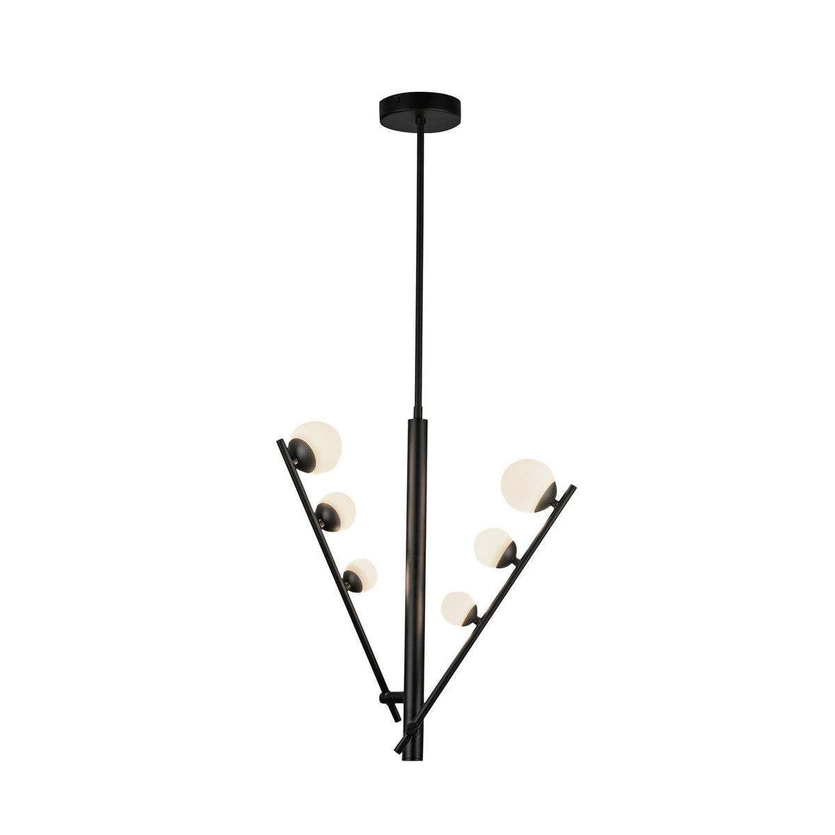 Suspension linéaire Cypress Noir / Verre opale – vue 3