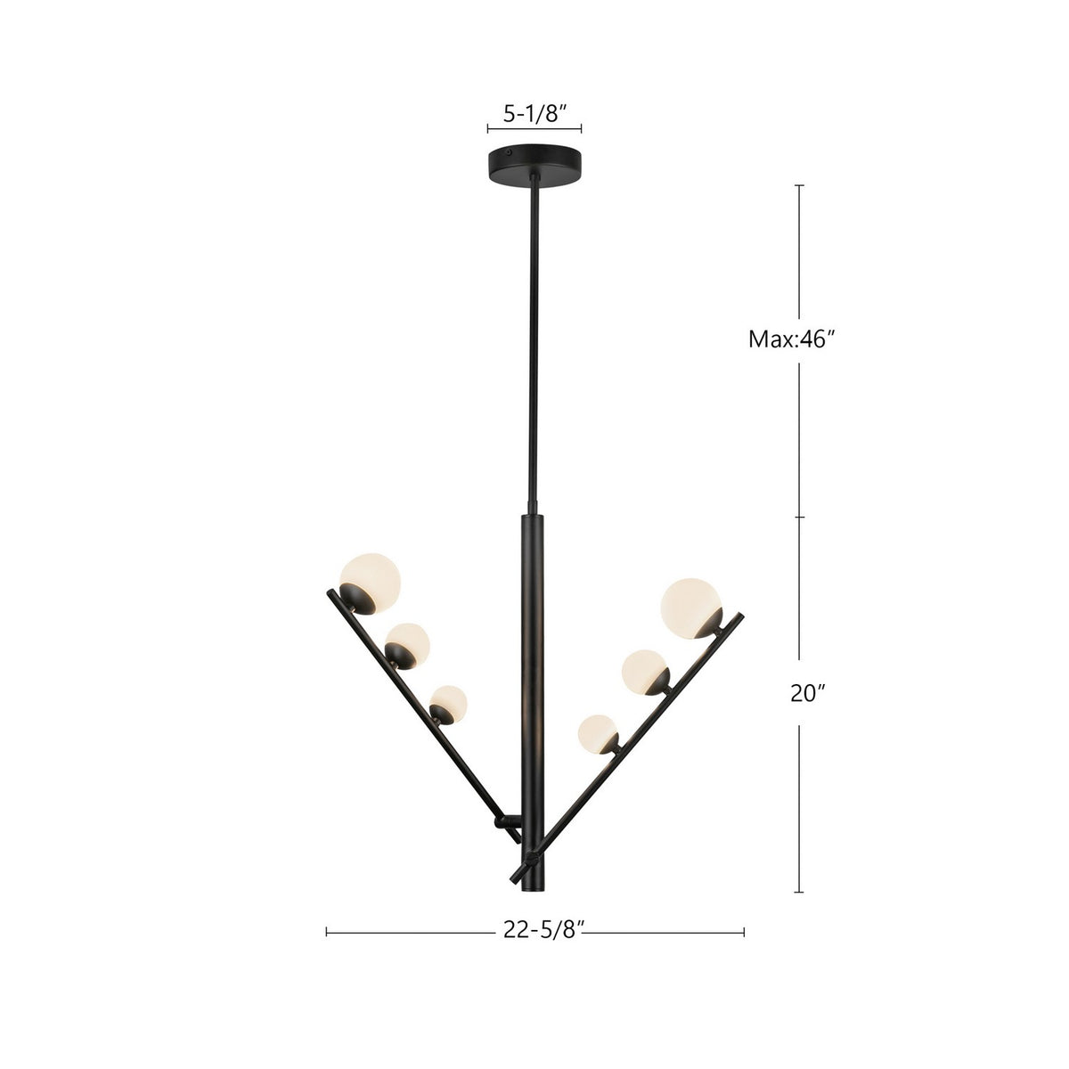Suspension linéaire Cypress Noir / Verre opale – vue 5