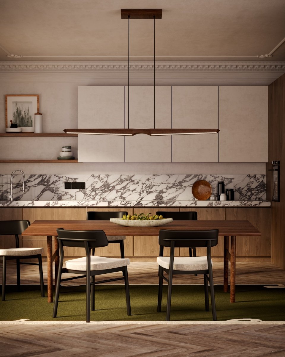 Suspension linéaire Dakota - Noyer by Kuzco Lighting | Luminaires & cie