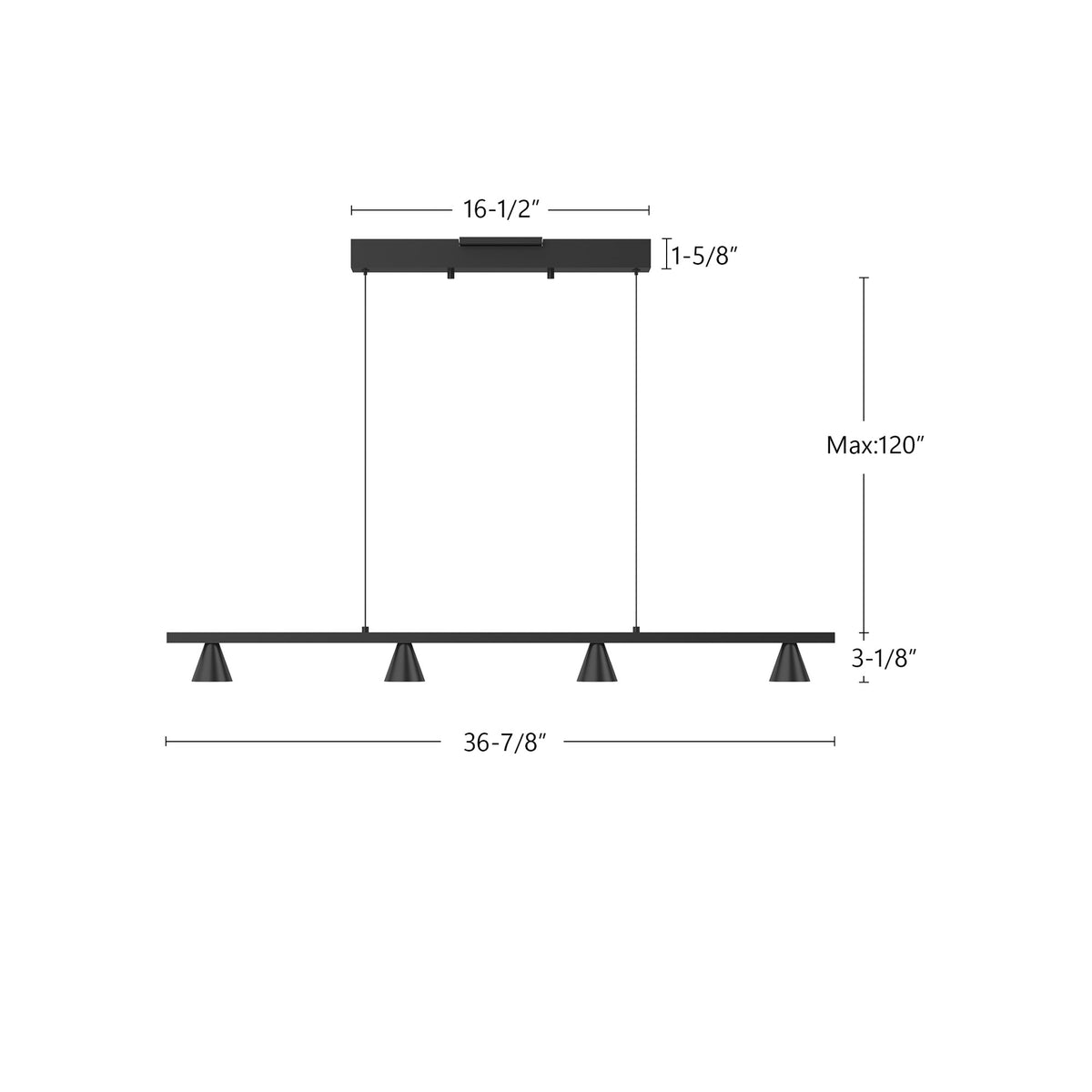 Suspension linéaire Dune Noir, 36 7/8" – vue 4