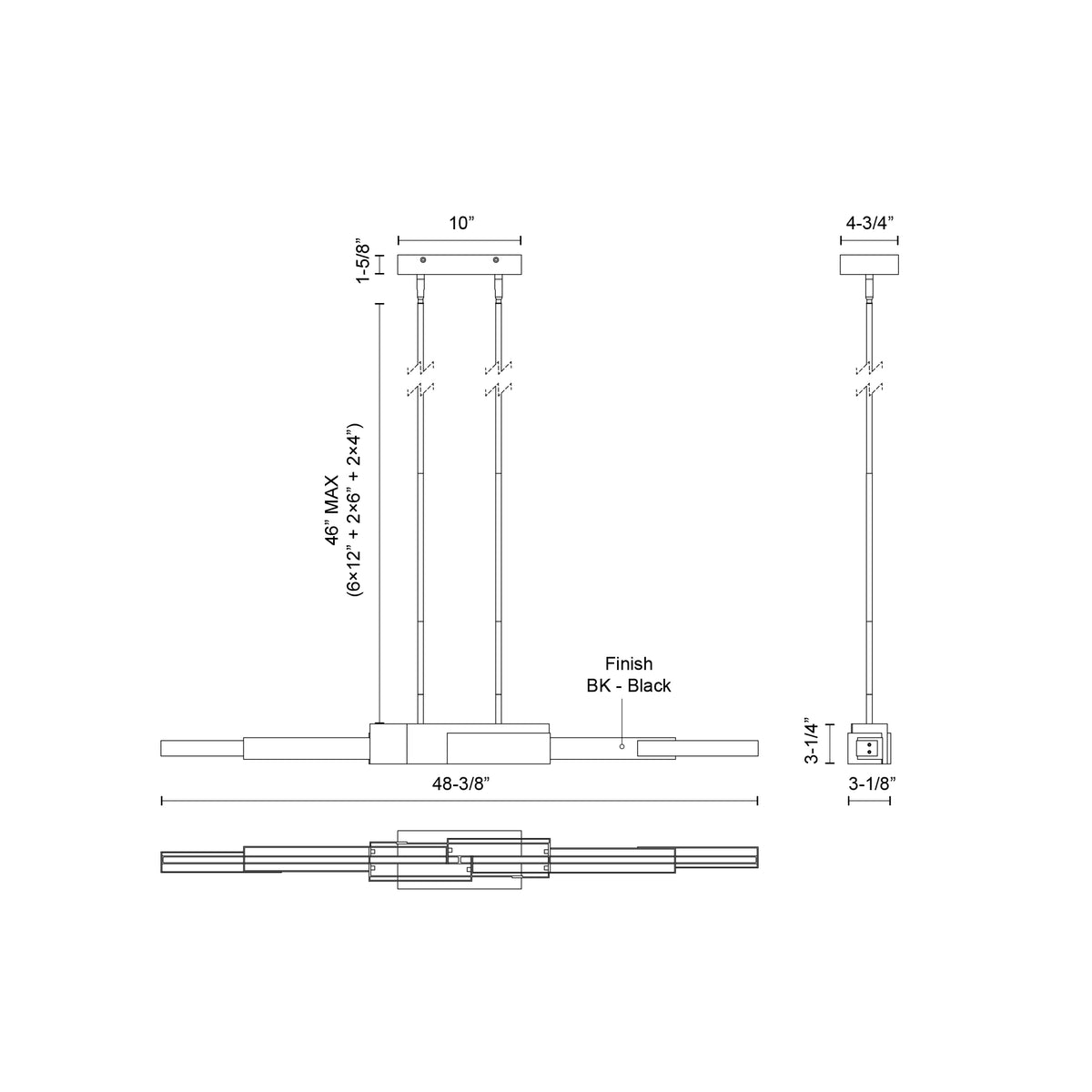 Suspension linéaire Enzo 48 3/8" – vue 3