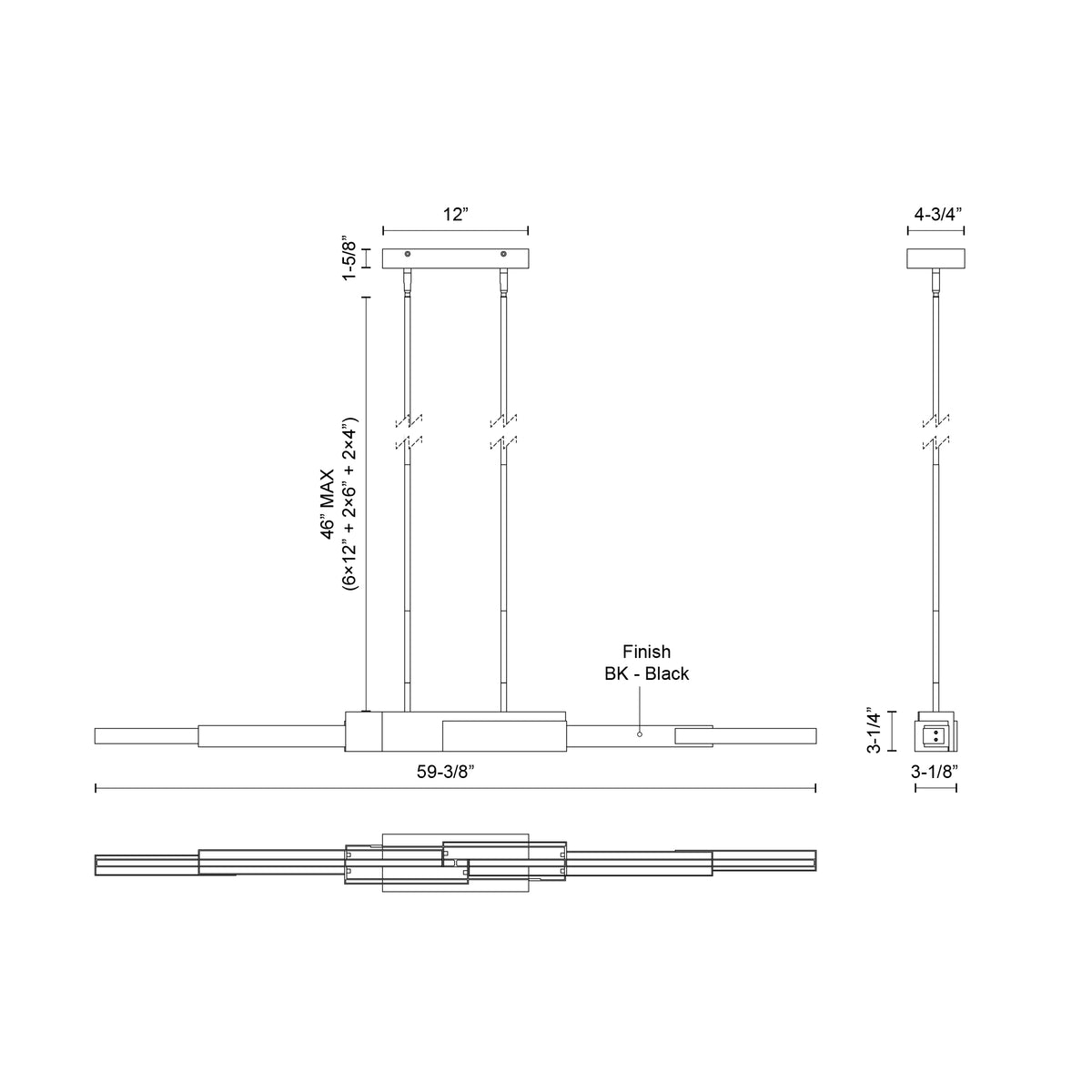 Suspension linéaire Enzo 59 3/8" – vue 4