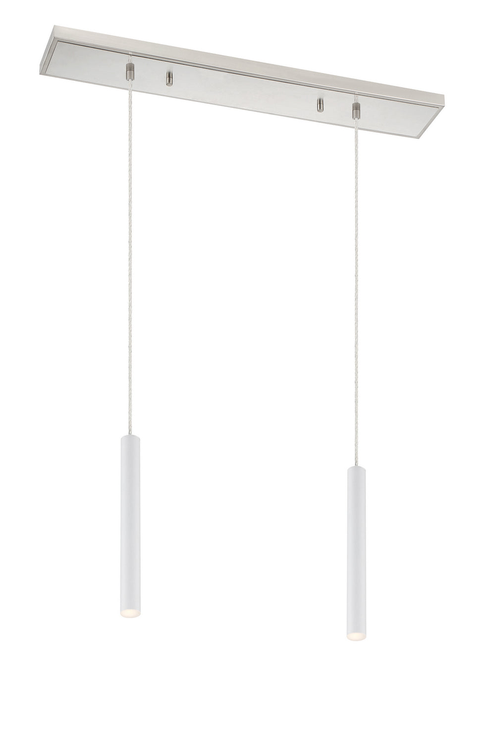 Suspension linéaire Forest — 2 lumières Nickel brossé, Blanc mat, 12" – Z-Lite
