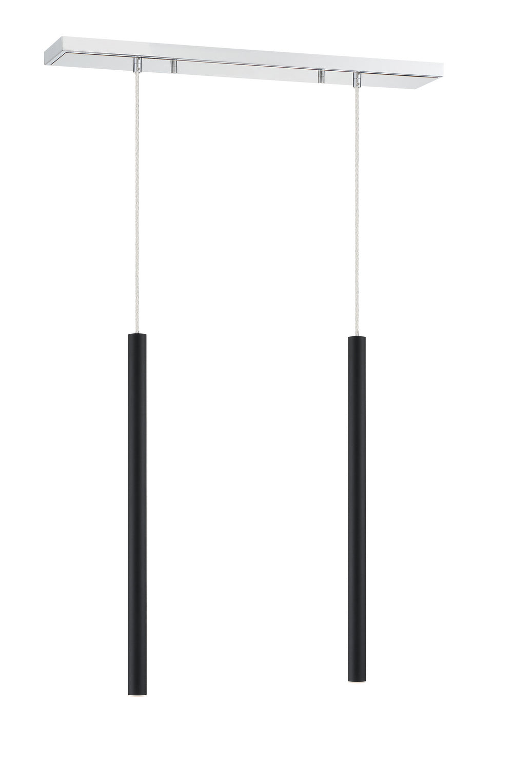 Suspension linéaire Forest — 2 lumières Chrome, Noir mat, 24" – vue 3