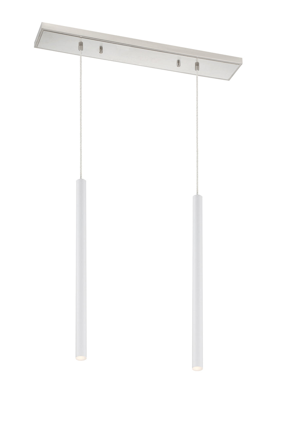 Suspension linéaire Forest — 2 lumières Nickel brossé, Blanc mat, 24" – Z-Lite