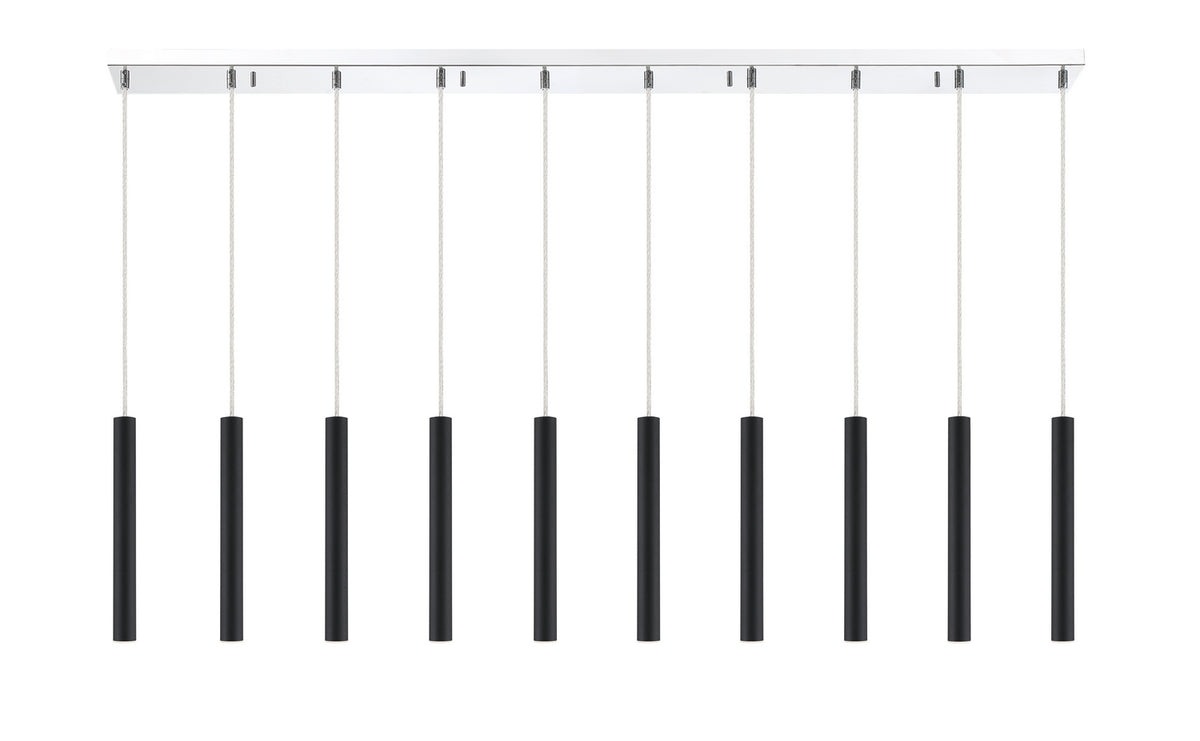 Suspension linéaire Forest — 2-Tier 10 lumières Noir mat, 12" – vue 4