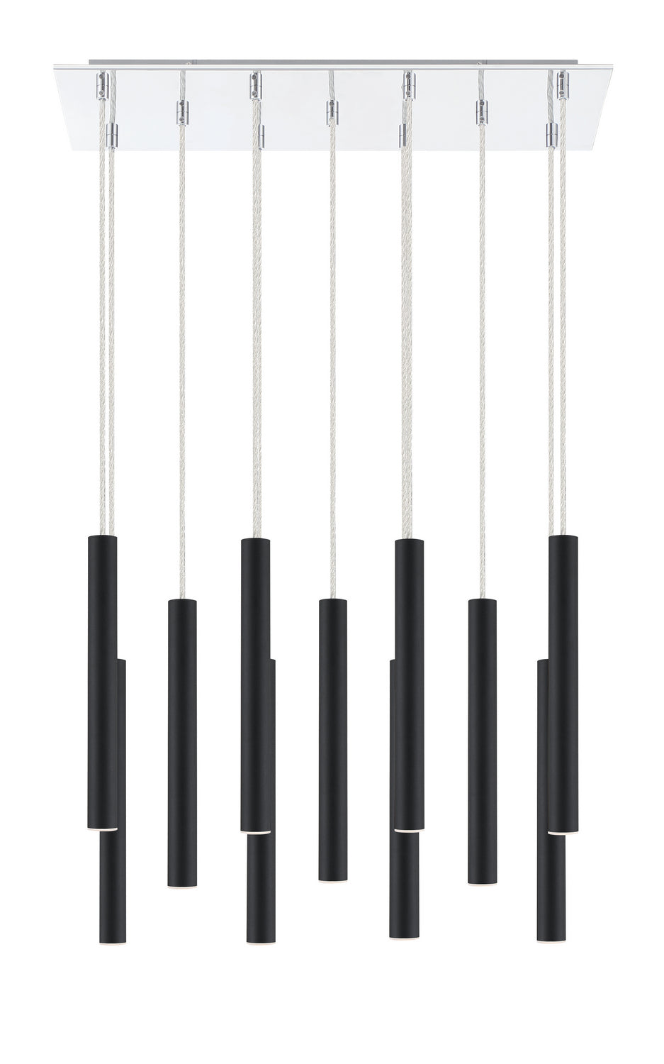 Suspension linéaire Forest — 2-Tier 11 lumières Noir mat, 12" – vue 3