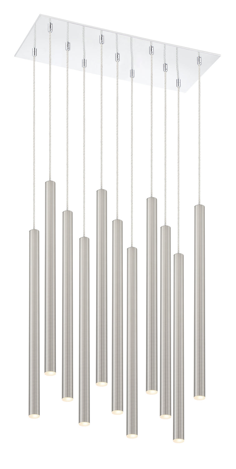 Suspension linéaire Forest — 2-Tier 11 lumières Nickel brossé, 24" – Z-Lite