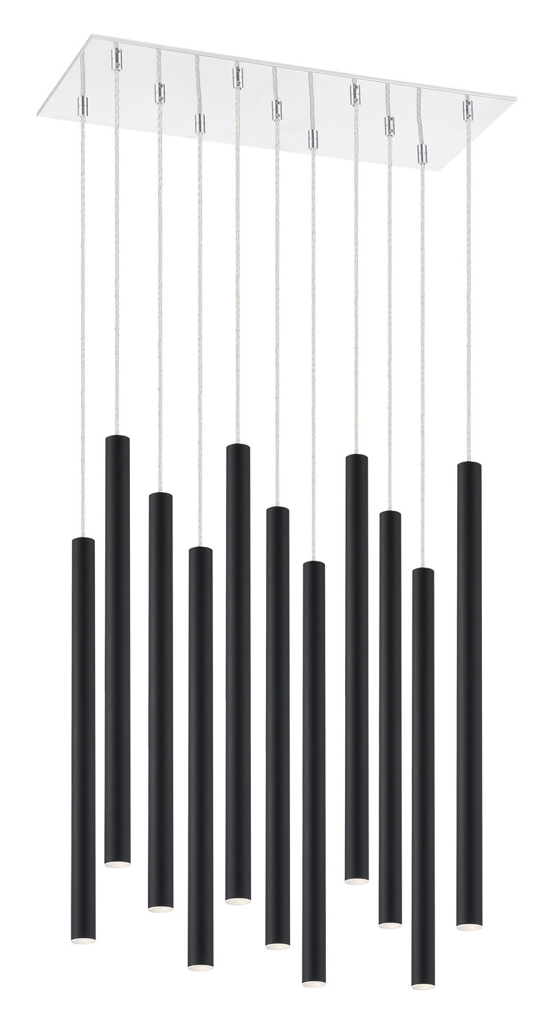 Suspension linéaire Forest — 2-Tier 11 lumières Noir mat, 24" – vue 2