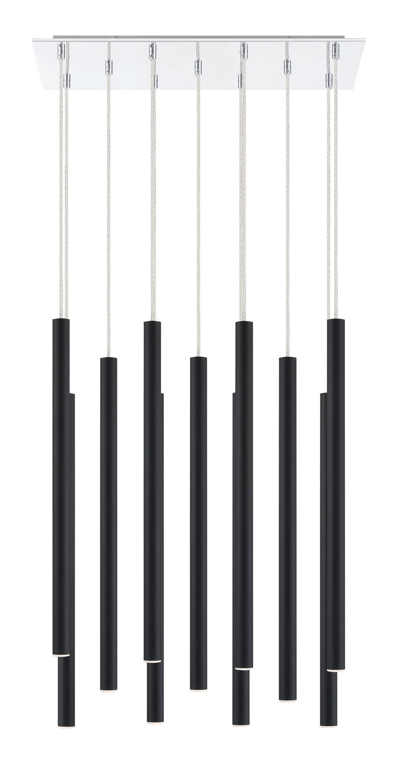 Suspension linéaire Forest — 2-Tier 11 lumières Noir mat, 24" – vue 3