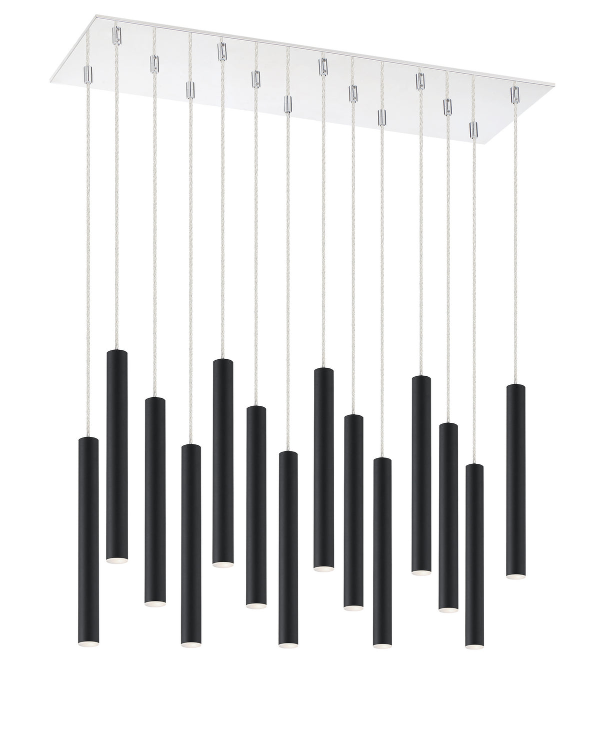Suspension linéaire Forest — 2-Tier 14 lumières Noir mat, 12" – vue 2