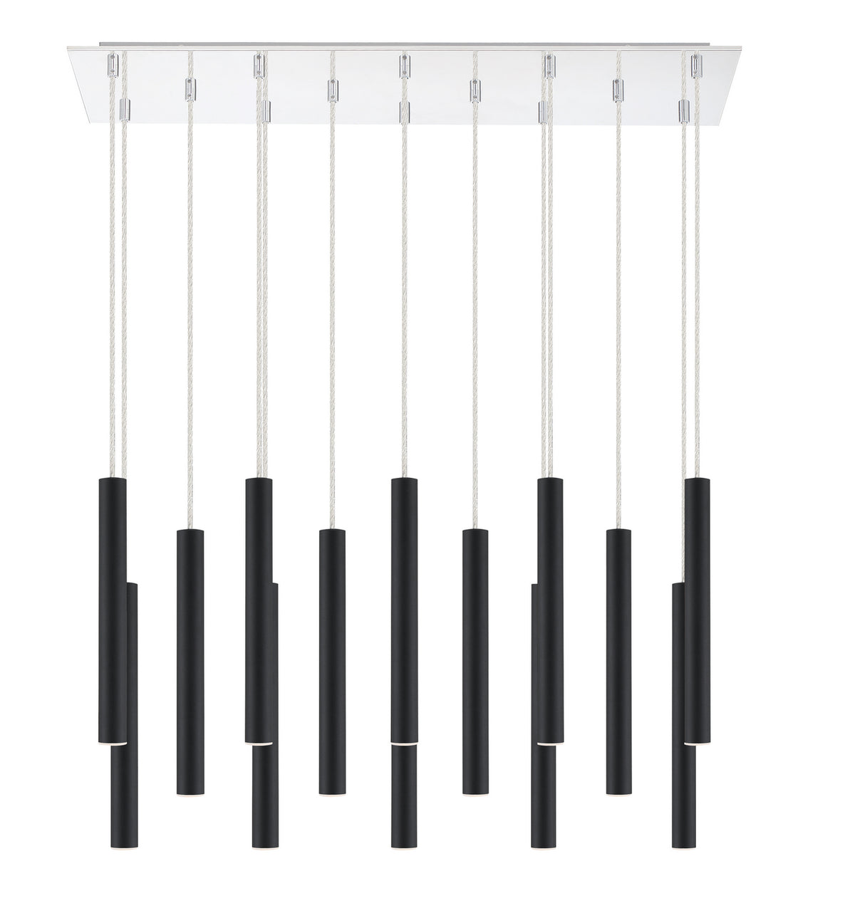 Suspension linéaire Forest — 2-Tier 14 lumières Noir mat, 12" – vue 3