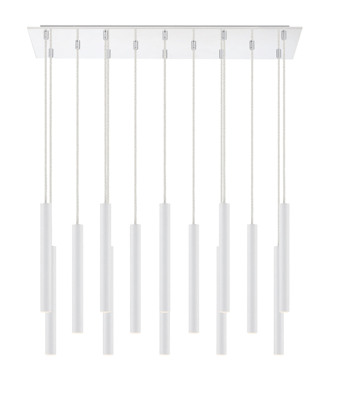 Suspension linéaire Forest — 2-Tier 14 lumières Blanc mat, 12" – vue 3