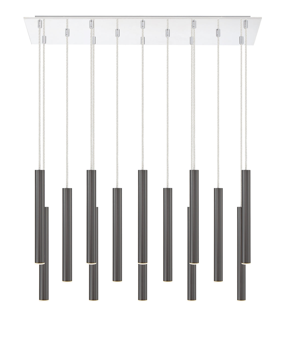 Suspension linéaire Forest — 2-Tier 14 lumières Noir perle, 12" – vue 3