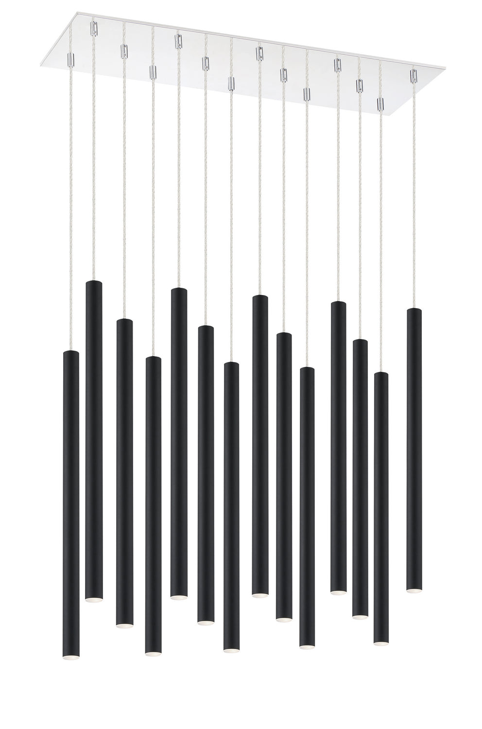 Suspension linéaire Forest — 2-Tier 14 lumières Noir mat, 24" – vue 2