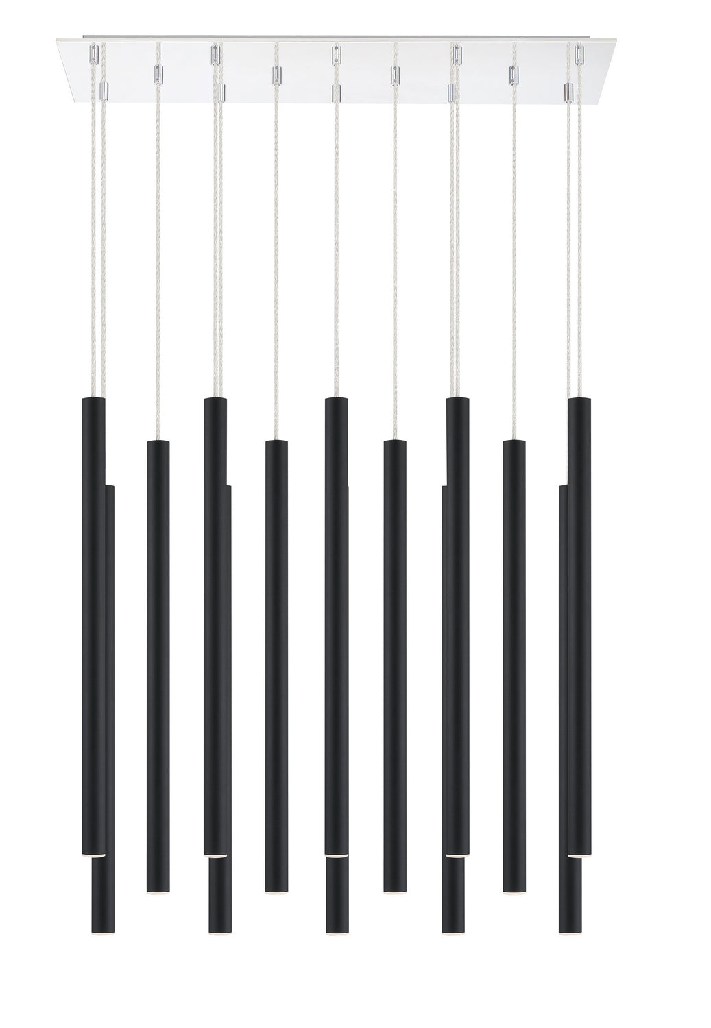 Suspension linéaire Forest — 2-Tier 14 lumières Noir mat, 24" – vue 3