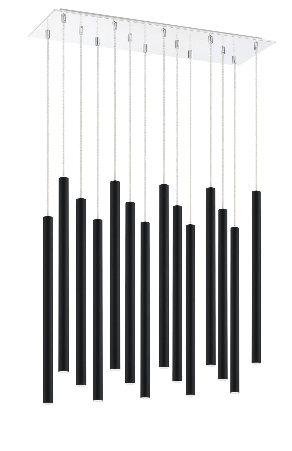 Suspension linéaire Forest — 2-Tier 14 lumières Noir mat, 24" – vue 4