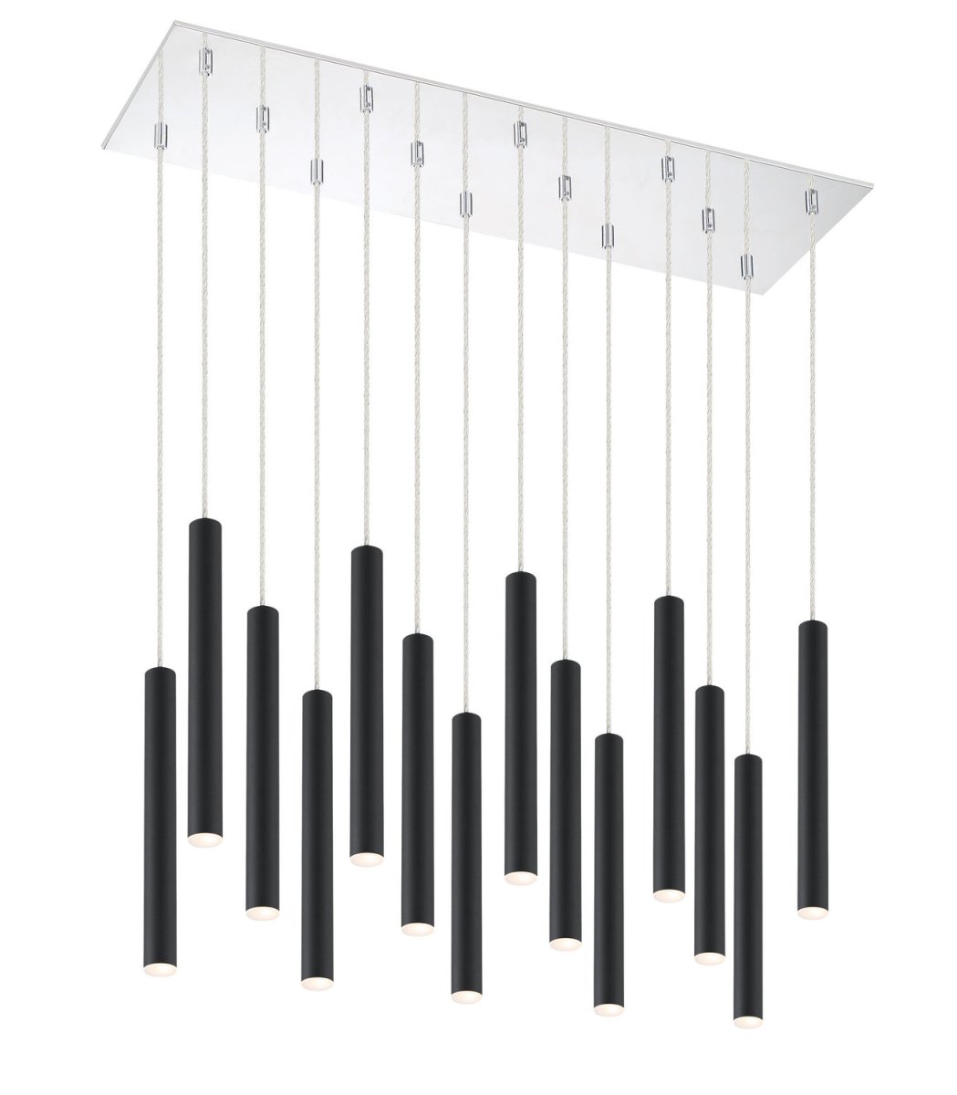 Suspension linéaire Forest — 2-Tier 14 lumières - Noir mat 12" by Z-Lite | Luminaires & cie