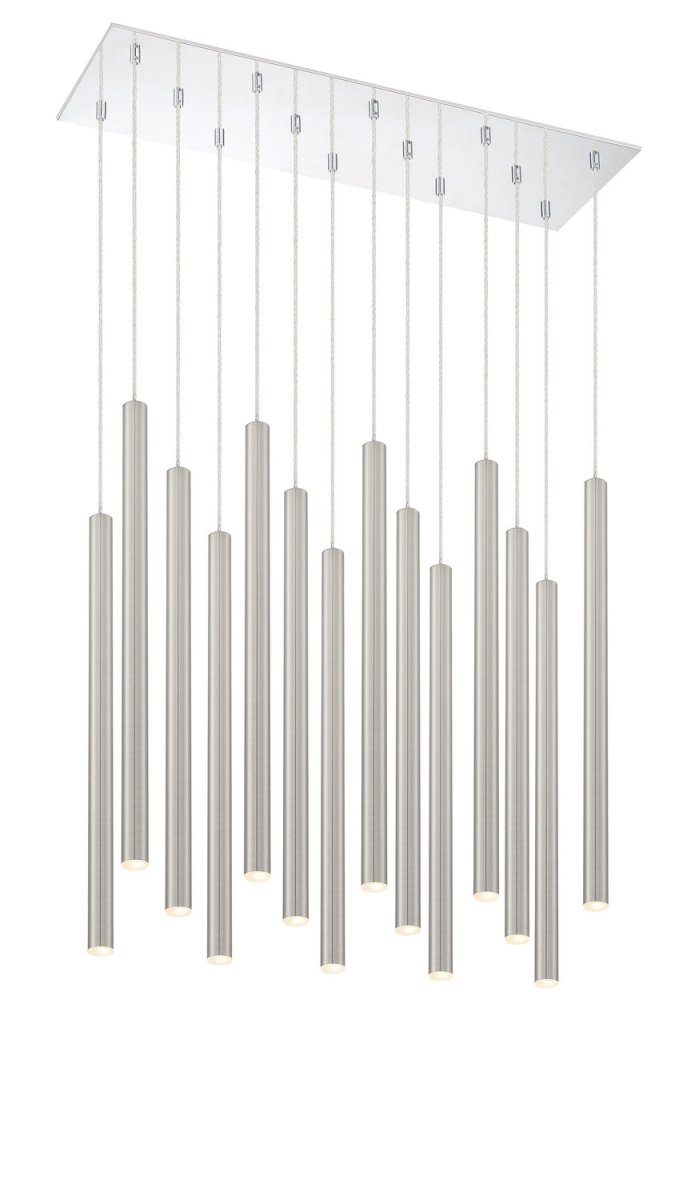 Suspension linéaire Forest — 2-Tier 14 lumières - Nickel brossé 24" by Z-Lite | Luminaires & cie