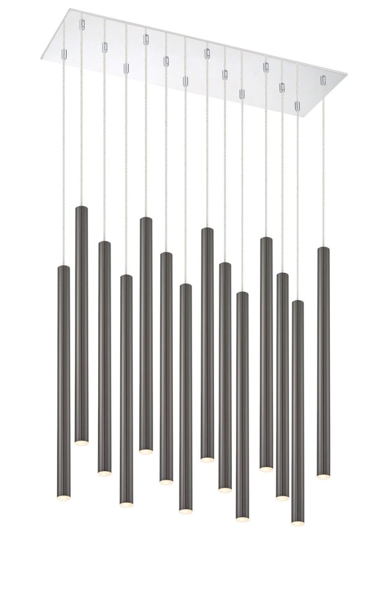 Suspension linéaire Forest — 2-Tier 14 lumières - Noir perle 24" by Z-Lite | Luminaires & cie