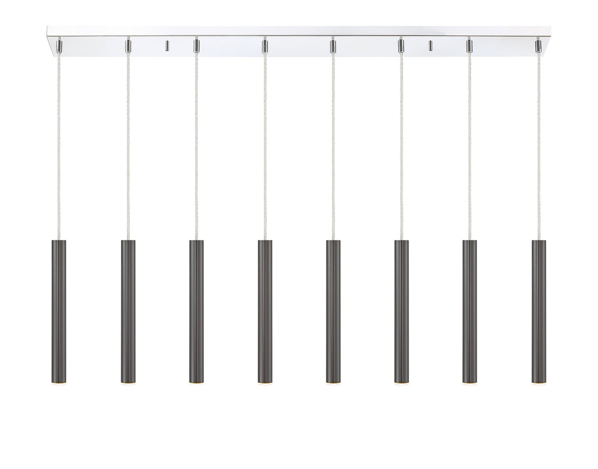 Suspension linéaire Forest — 2-Tier 8 lumières Noir perle, 12" – vue 4