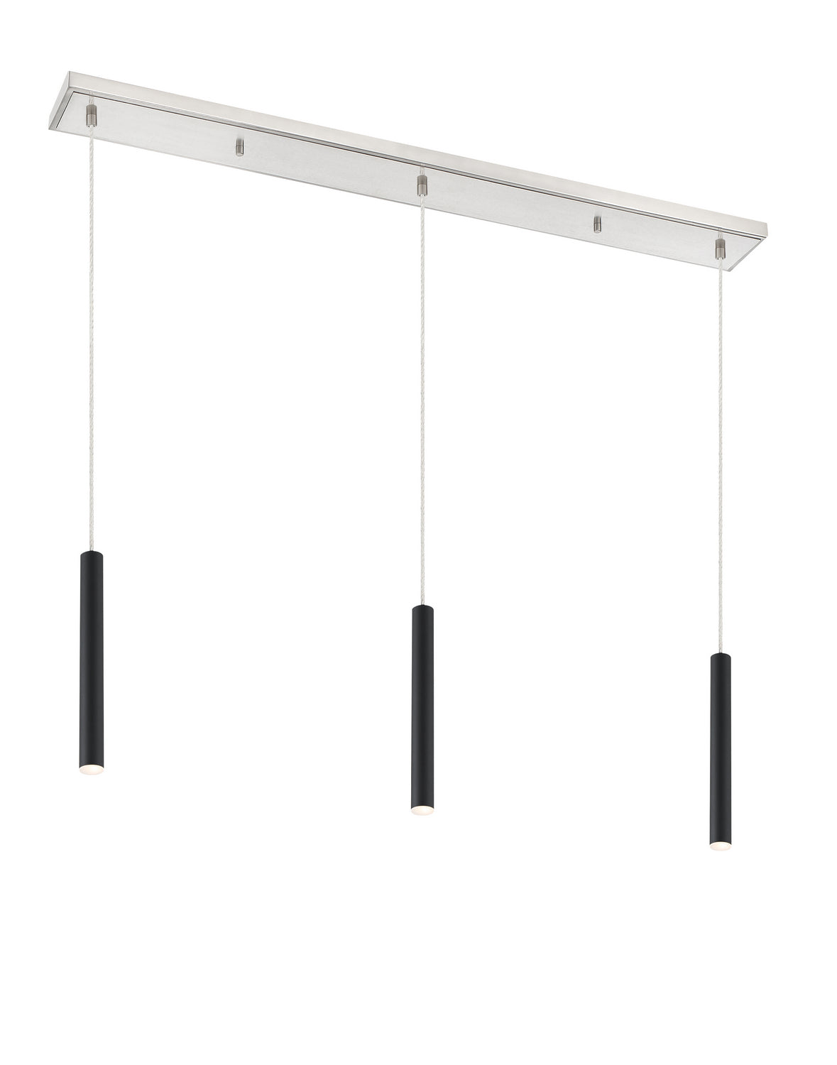 Suspension linéaire Forest — 3 lumières Nickel brossé, Noir mat, 12" – Z-Lite