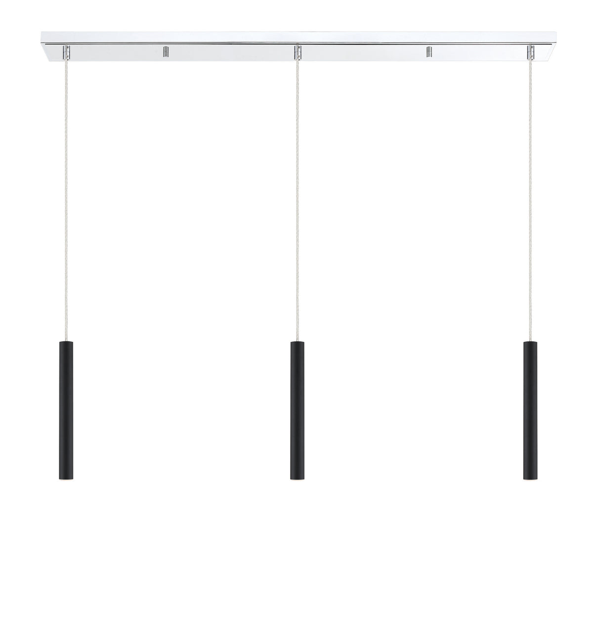 Suspension linéaire Forest — 3 lumières Chrome, Noir mat, 12" – vue 4