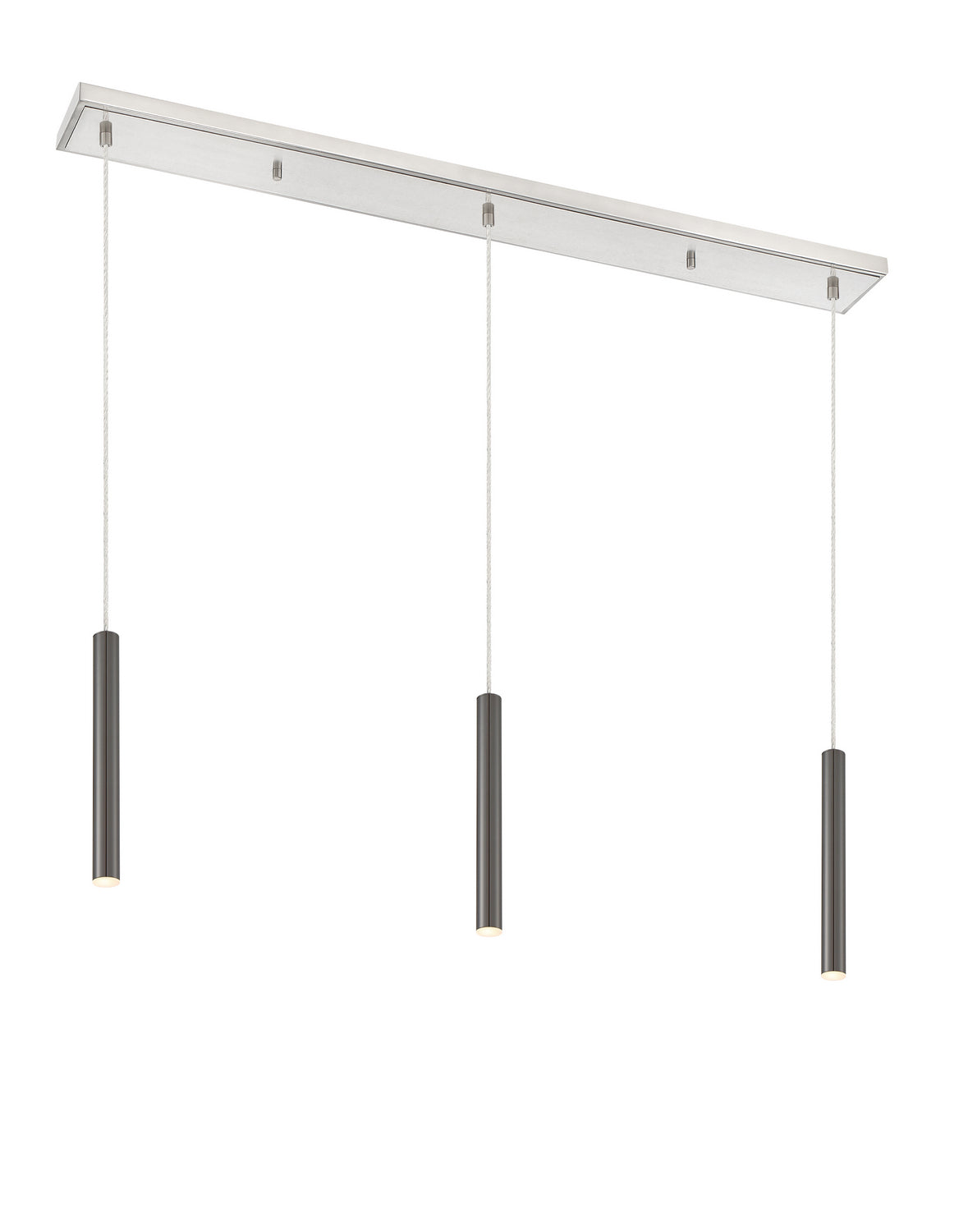 Suspension linéaire Forest — 3 lumières Nickel brossé, Noir perle, 12" – Z-Lite