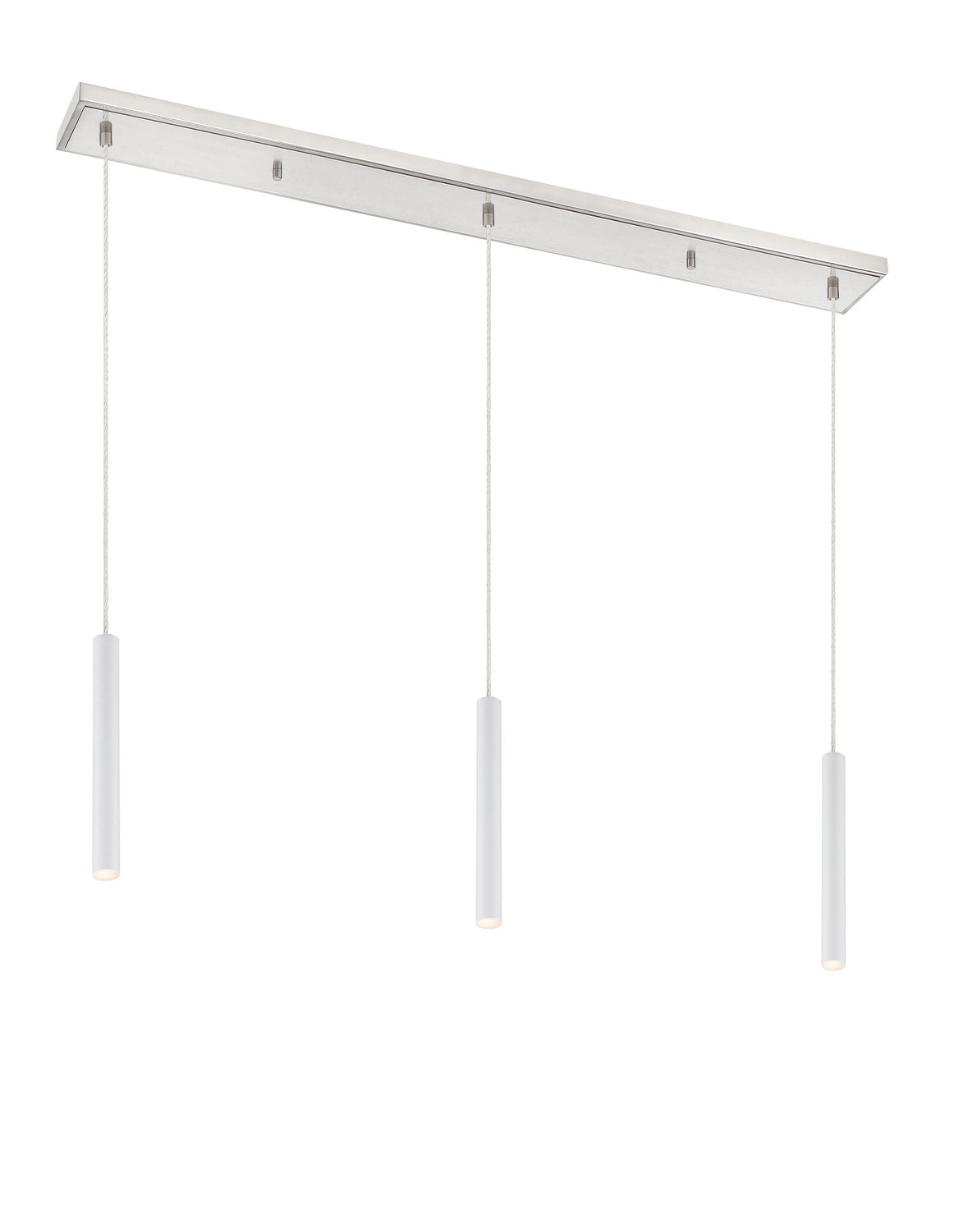 Suspension linéaire Forest — 3 lumières Nickel brossé, Blanc mat, 12" – Z-Lite