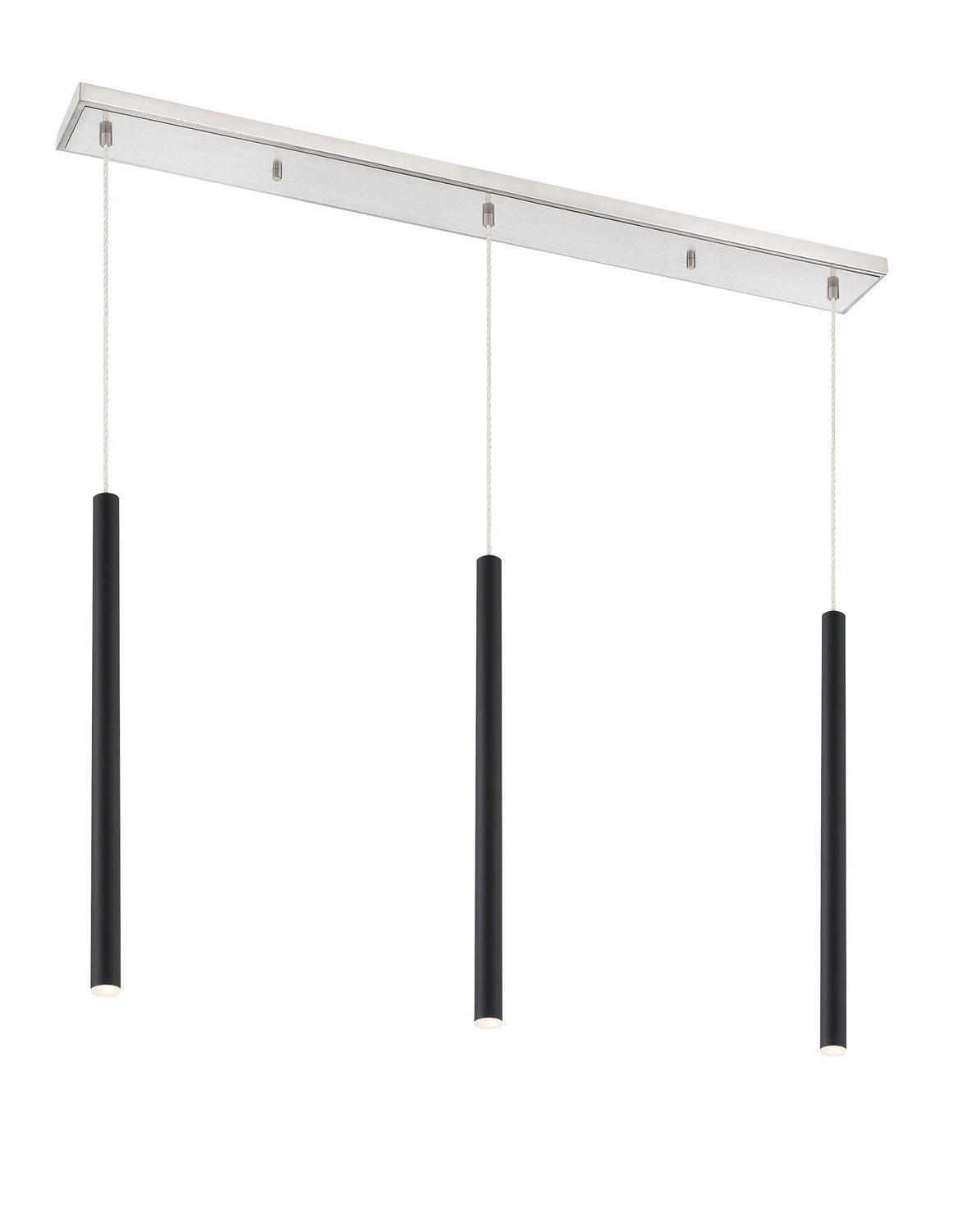 Suspension linéaire Forest — 3 lumières Nickel brossé, Noir mat, 24" – Z-Lite
