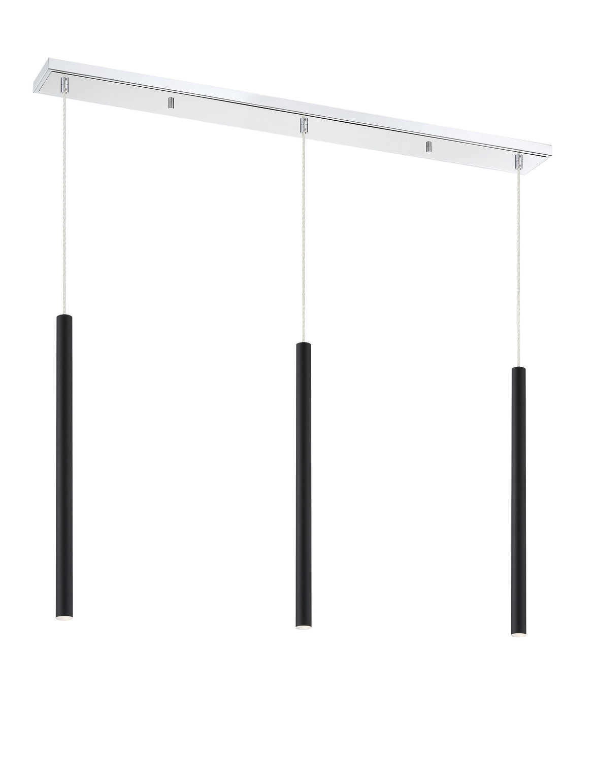 Suspension linéaire Forest — 3 lumières Chrome, Noir mat, 24" – vue 2