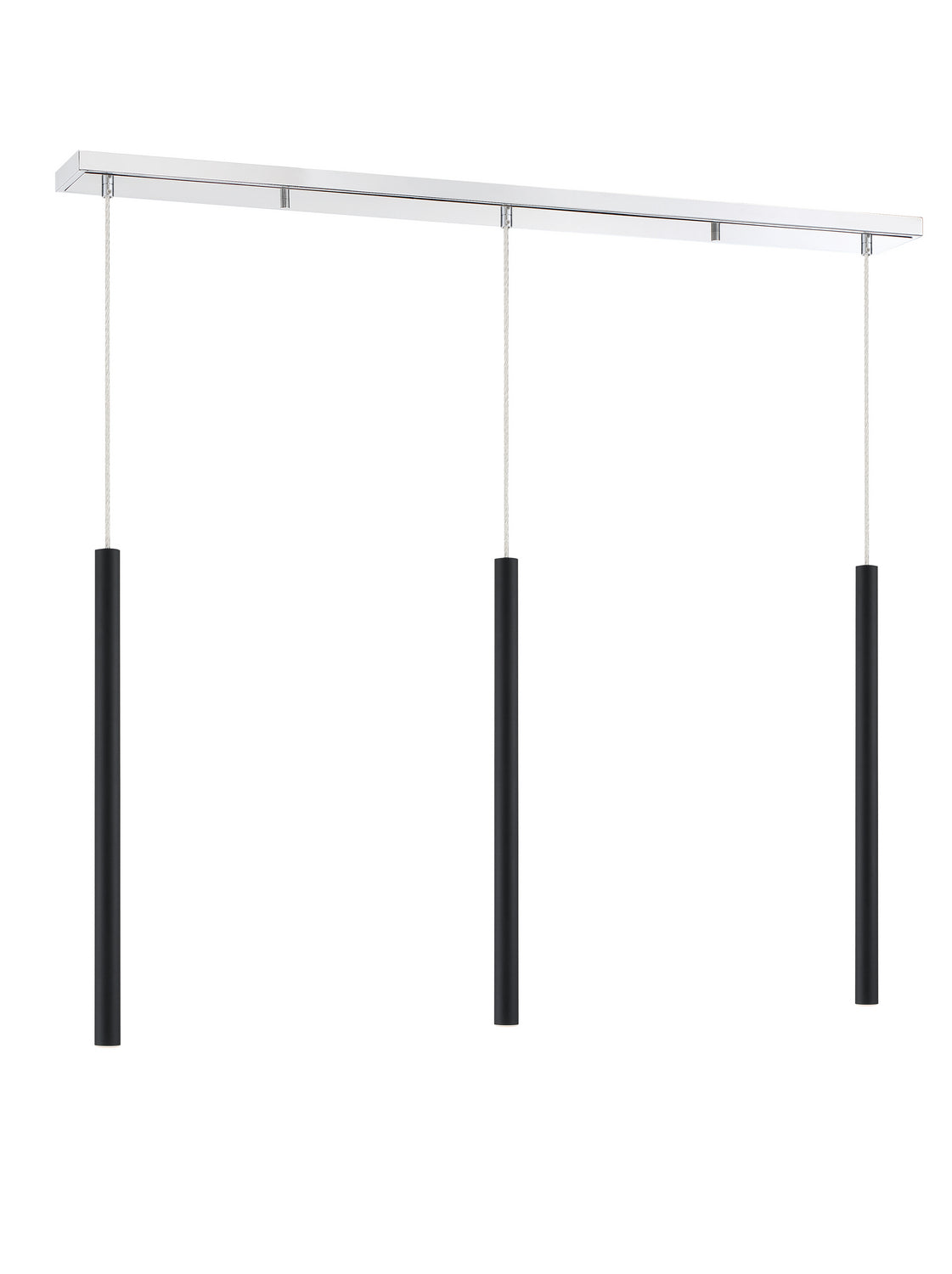 Suspension linéaire Forest — 3 lumières Chrome, Noir mat, 24" – vue 3