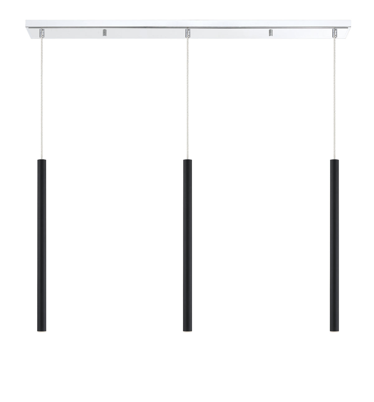 Suspension linéaire Forest — 3 lumières Chrome, Noir mat, 24" – vue 4