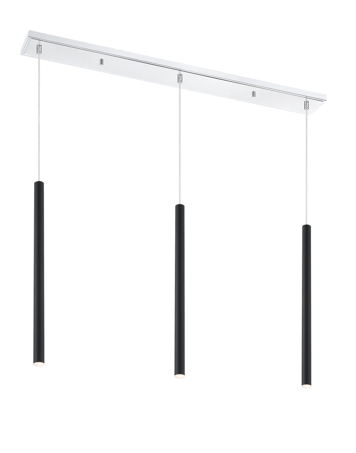 Suspension linéaire Forest — 3 lumières Chrome, Noir mat, 24" – Z-Lite