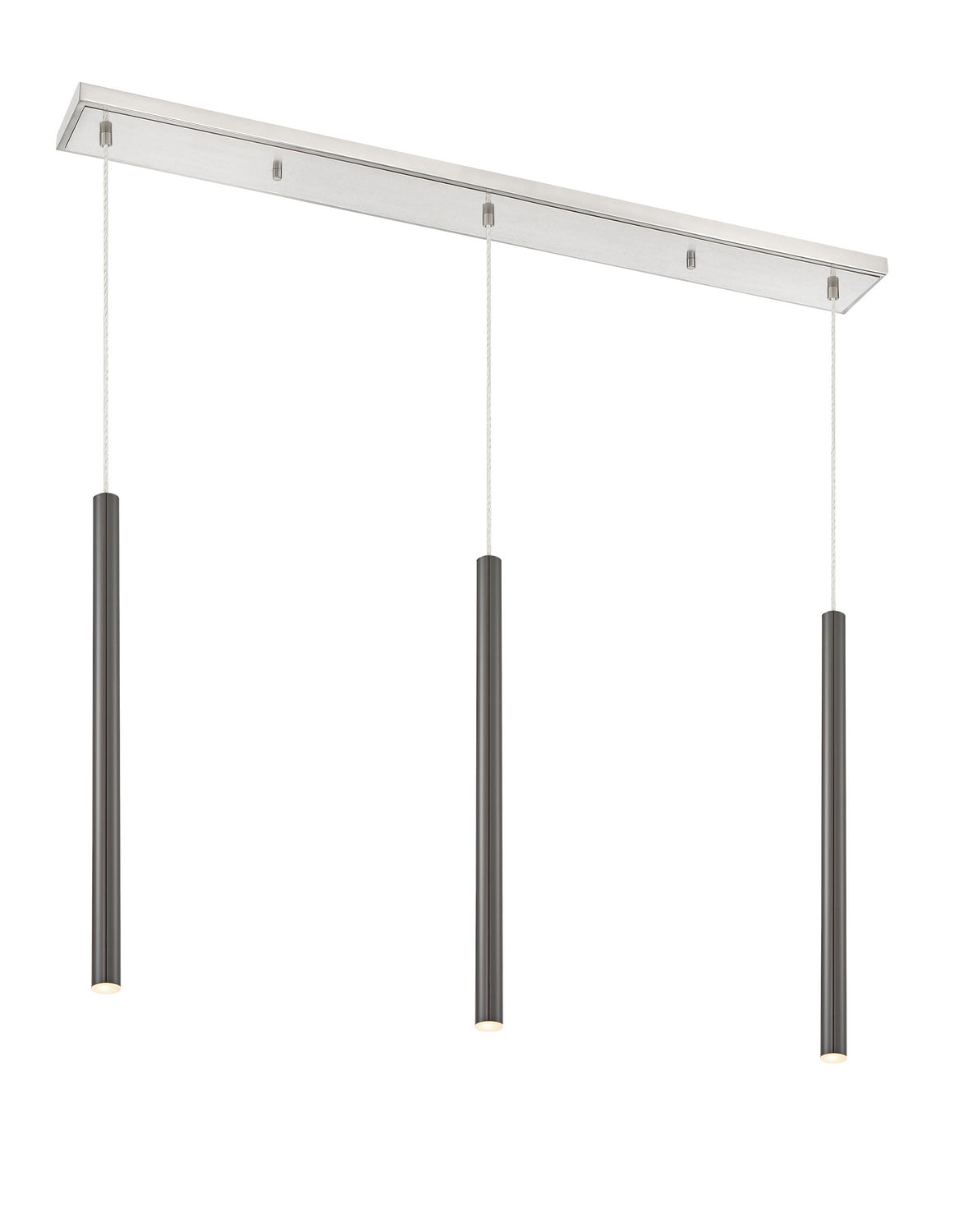 Suspension linéaire Forest — 3 lumières Nickel brossé, Noir perle, 24" – Z-Lite