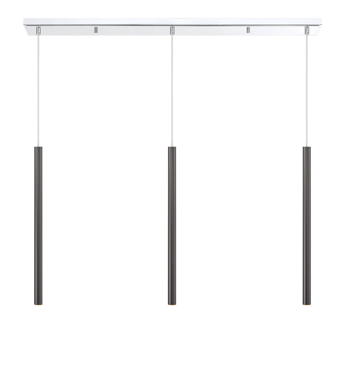 Suspension linéaire Forest — 3 lumières Chrome, Noir perle, 24" – vue 4