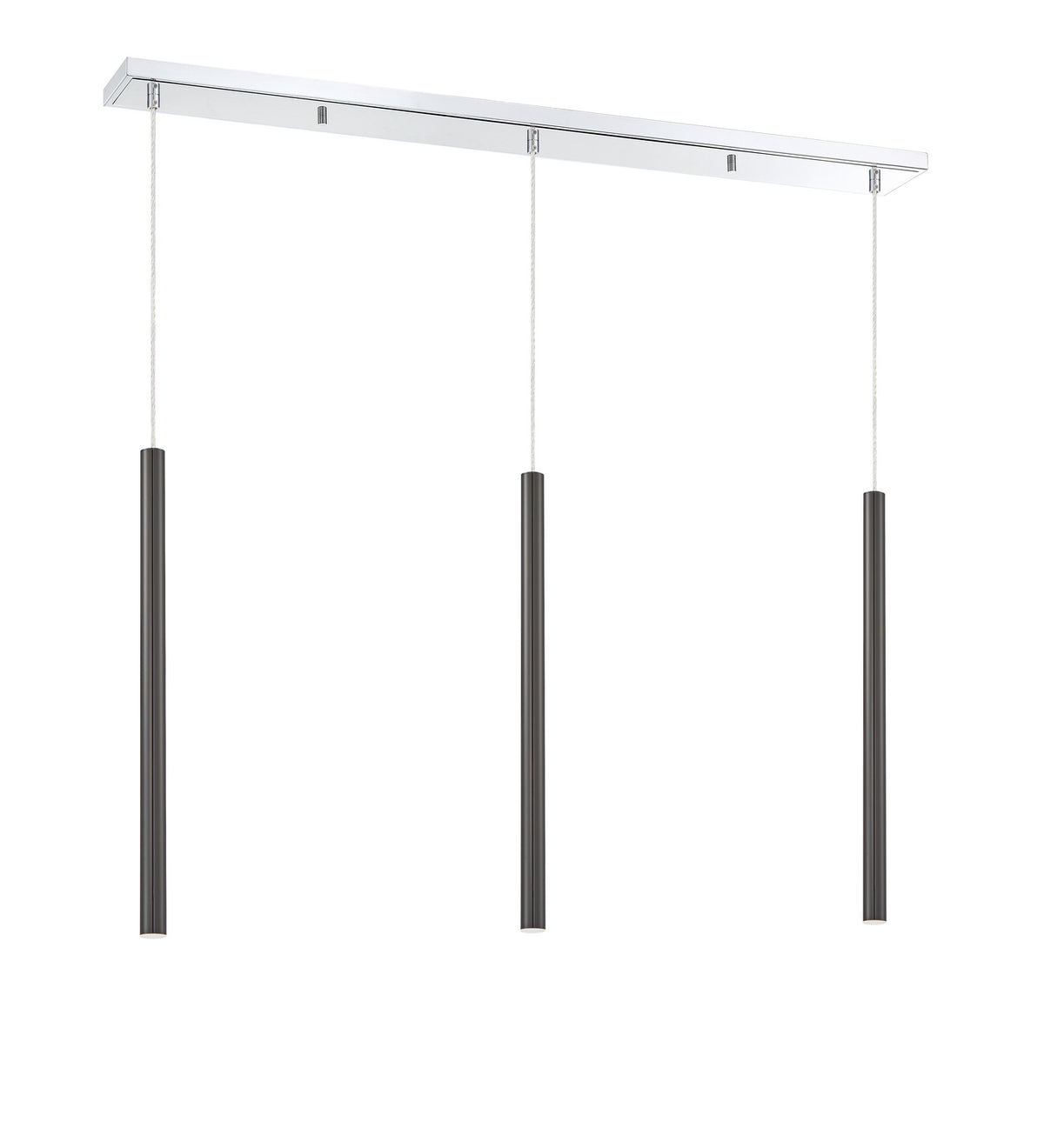 Suspension linéaire Forest — 3 lumières Chrome, Noir perle, 24" – vue 5