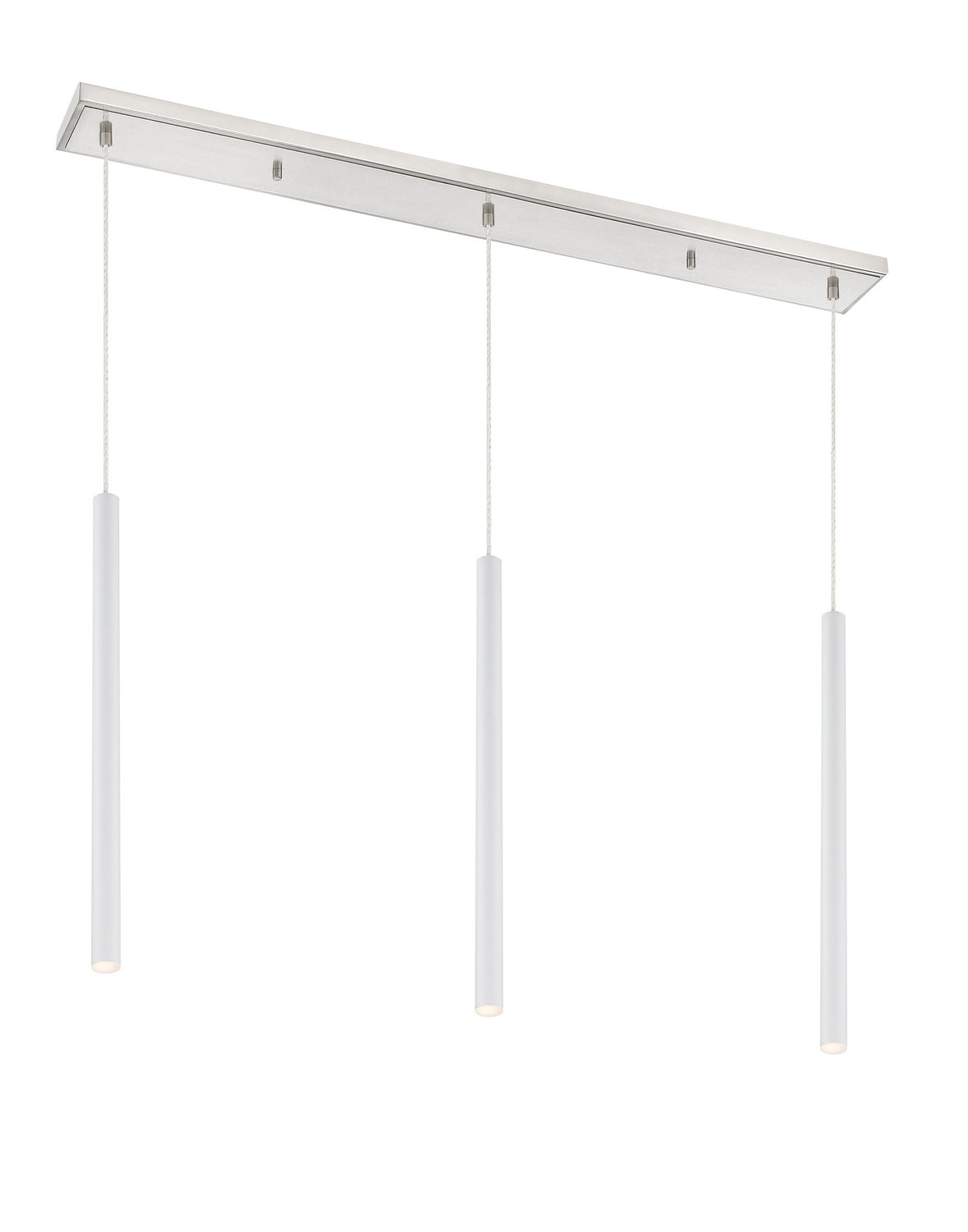 Suspension linéaire Forest — 3 lumières Nickel brossé, Blanc mat, 24" – Z-Lite