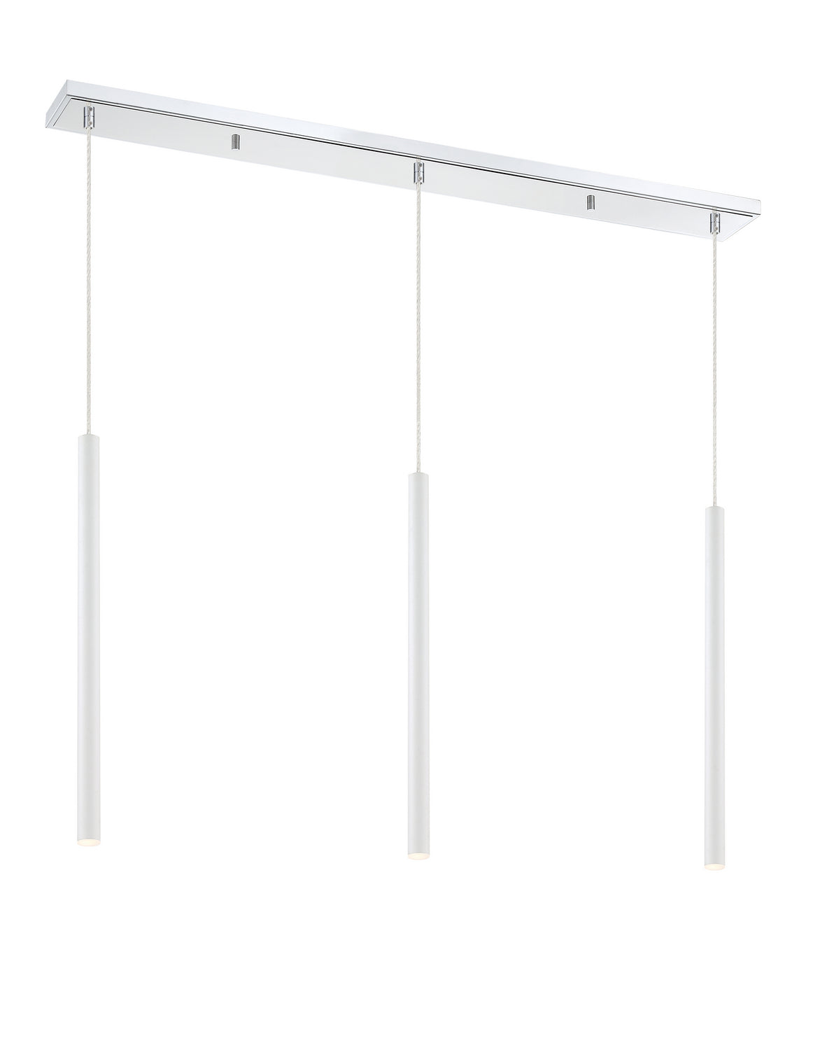 Suspension linéaire Forest — 3 lumières Chrome, Blanc mat, 24" – vue 2